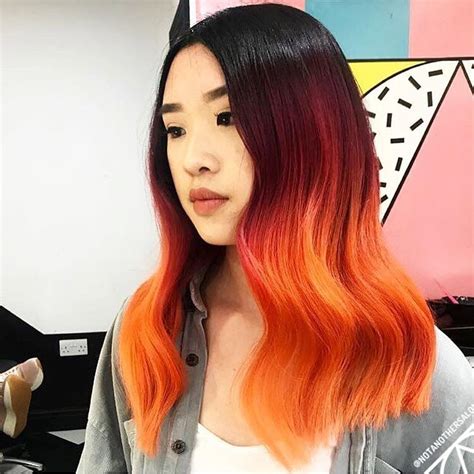 17 Stunning Hair Colours You Will Want To Try This Summer Orange Ombre Hair Hair Color Orange