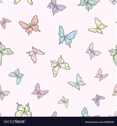 Pastel Butterfly Seamless Repeat Pattern Design Vector Image