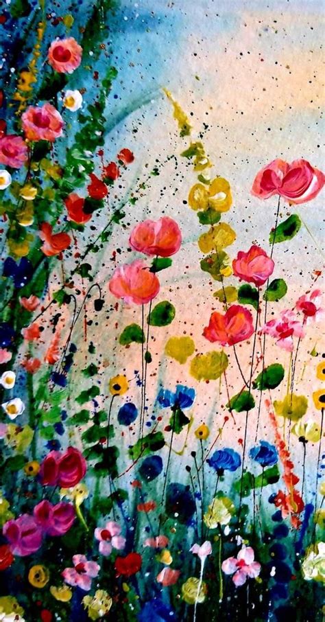 Original Floral Painting Abstract Floral Art Wild Flower Painting