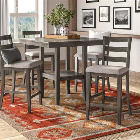 Sela 5 Piece Counter Height Solid Wood Dining Set And Reviews Birch Lane