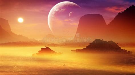Soft Misty Fantasy Sunset Stock Illustration Illustration Of Distant