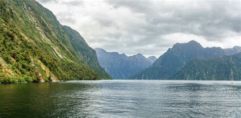 Steep Coast In The Mountains At Milford Sound Fjordland New Zealand