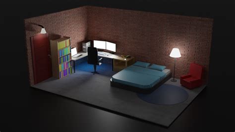 Isometric Room Low Poly Free Vr Ar Low Poly 3d Model Cgtrader