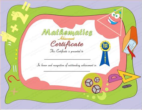 Award Certificate For Mathematics With Regard To Math Award Certificate