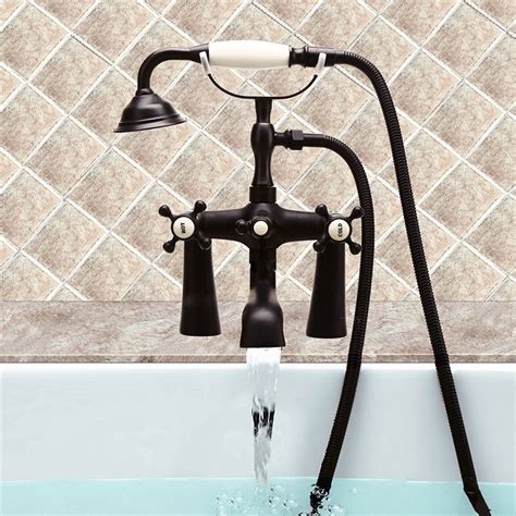 Antique Black Clawfoot Tub Filler Faucet Deck Mounted Bathtub Mixer Tap