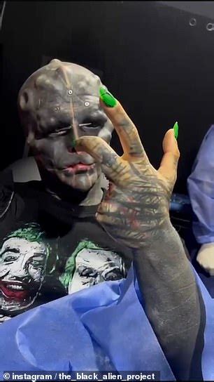 Tattooed Man Who Wants Become A Black Alien Has Two Fingers Cut Off