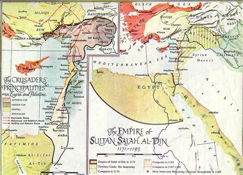 Map Of Crusader States And Empire Of Saladin Salah Al Din