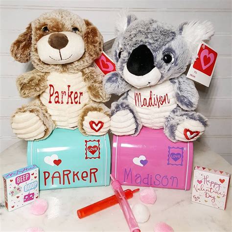 Personalized Valentines Day Stuffed Animal And Mailbox Etsy