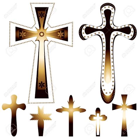 Conjunto De Siete Cruces Cristianas Ilustración Vectorial Cruces