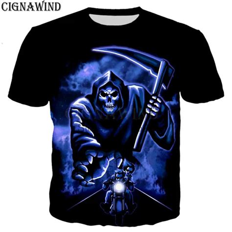 New Creative Design Skull Punisher Grim Reaper T Shirt Menwomen 3d