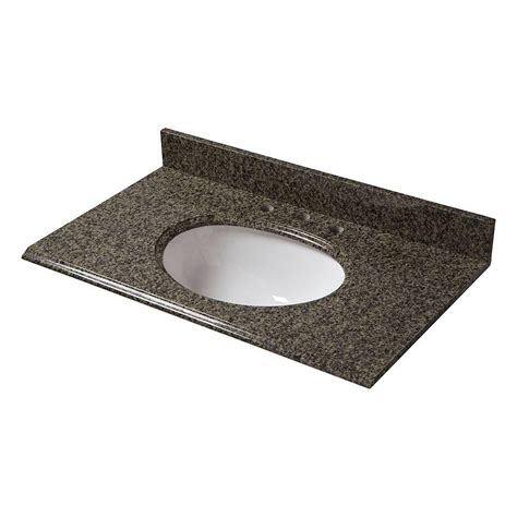Pegasus 37 In W Granite Vanity Top In Quadro With White Bowl And 8 In