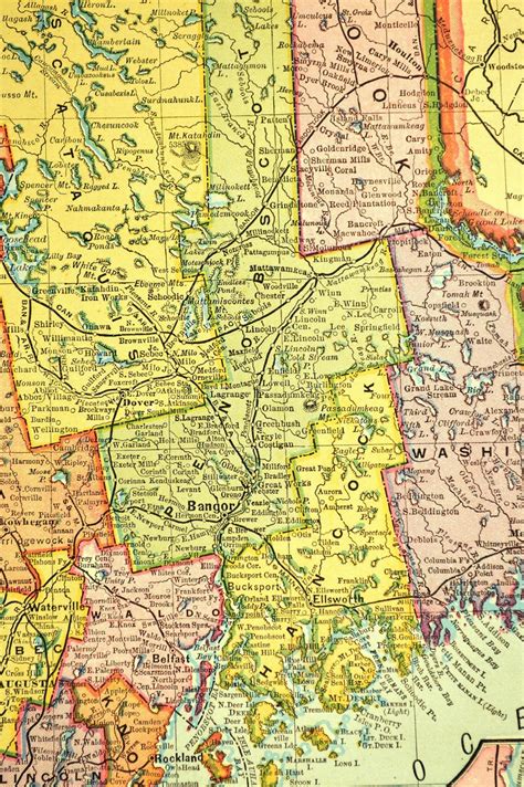 Maine Map Of Maine Wall Decor Art Antique Original Original Etsy