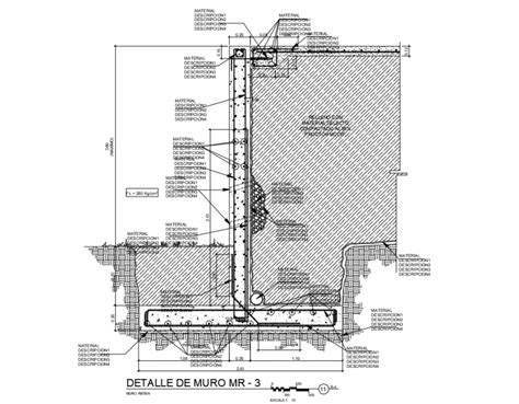 Retaining Wall Of House Constructive Structure Cad Drawing Details Dwg File