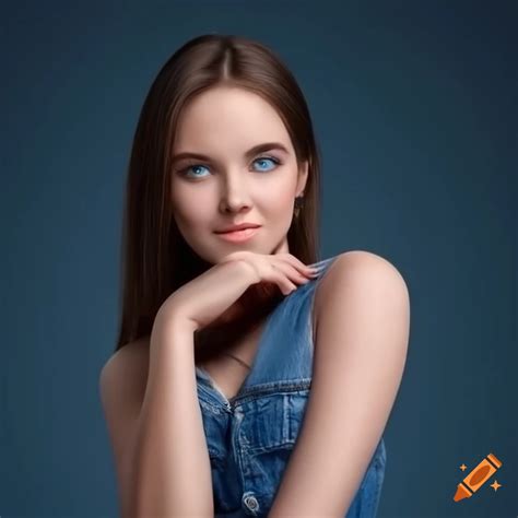 Portrait Of A Young Woman With Captivating Blue Eyes