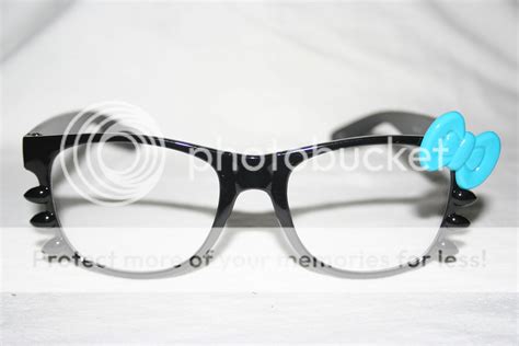 wayfarer nerd glasses hello kitty lrg blue bow black clear lense whiskers 96