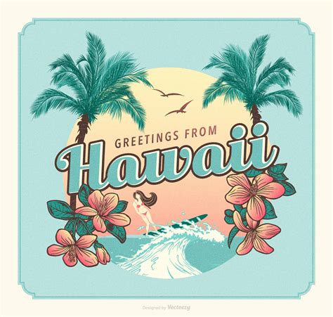 Greetings From Hawaii Retro Post Card Vector Vector Art At Vecteezy