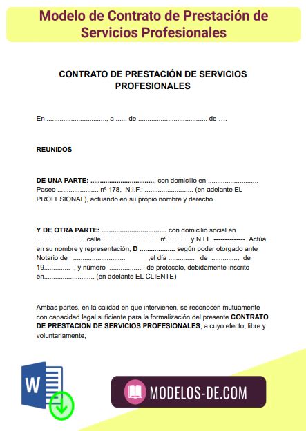 Modelo De Contrato De Prestacion De Servicios Profesionales De Abogado