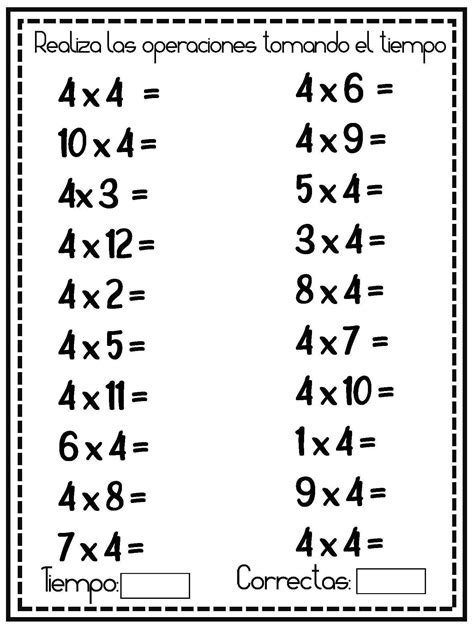 Multiplicaciones Sencillas Repasamos Tablas De Multiplicar 4