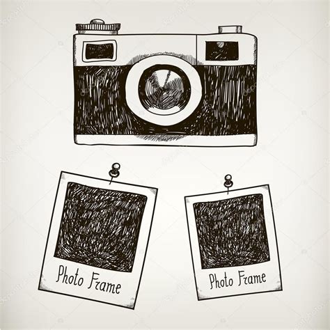 Vetorial Mão Ilustrações Desenhadas Com Quadros De Polaroid Vintage