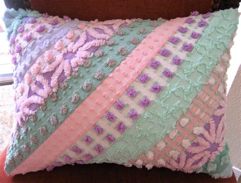 Handmade Crazy Quilt Vintage Chenille Pillow Cover Oblong Etsy
