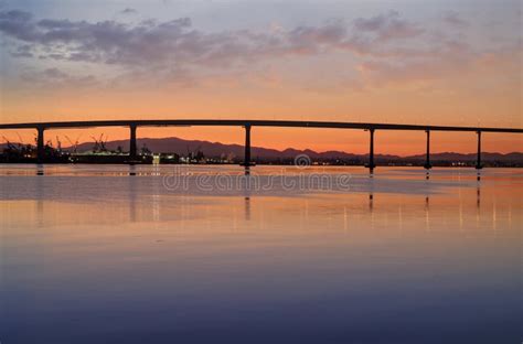 Sunrise Over The Coronado Bridge In San Diego California Stock Photo