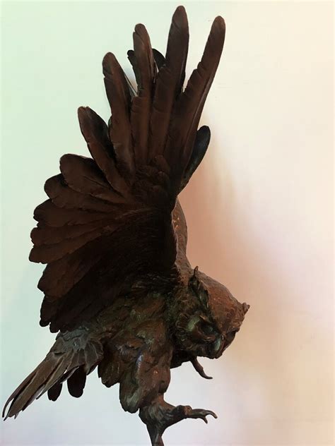 Large Bronze Sculpture Of An Owl In Flight By Jules Moigniez Etsy