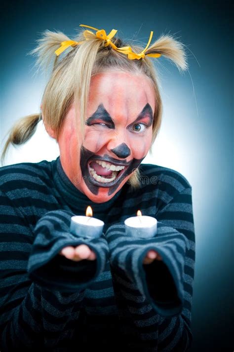 funny halloween girl with candles stock image image of horror funky 6631793