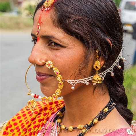 Hindu Woman With Large Nose Ring Piercing Jewelry India