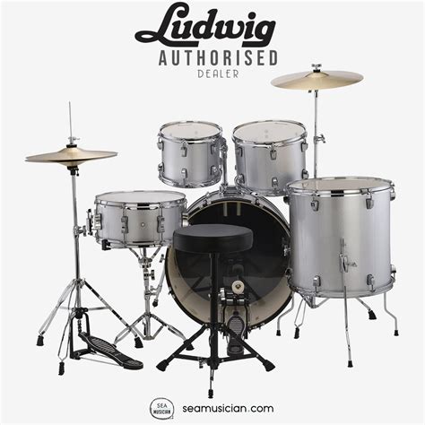 Ludwig Lc16515 Accent Drive 5 Piece Drums Set With Hardware Throne