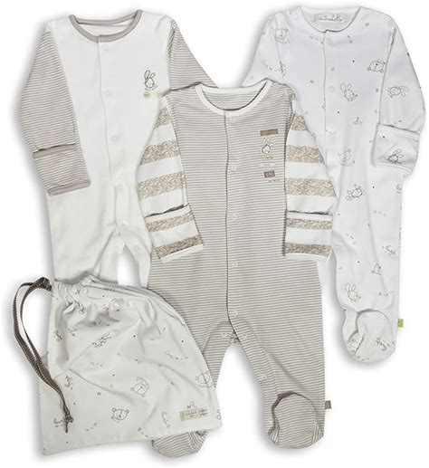 The Essential One 3 Pack Baby Unisex Sleepsuits Ess97 Uk