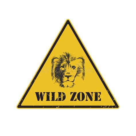 Warning Sign Danger Signal With Lion Stock Vector Image 50546746