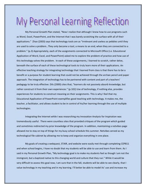 Reflective Essay On Personal Development Plan Better And Personal