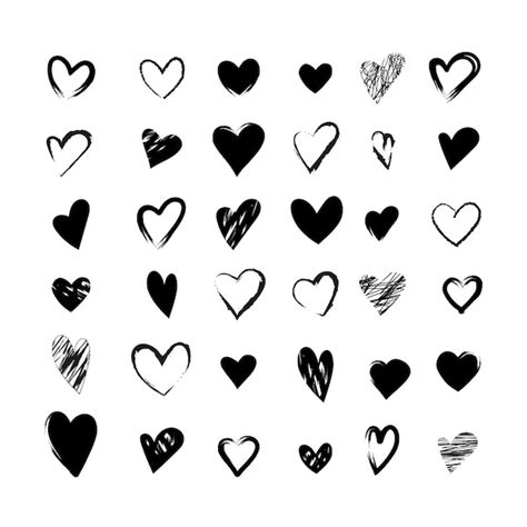 Premium Vector Set Of Black Heart Icons Collection