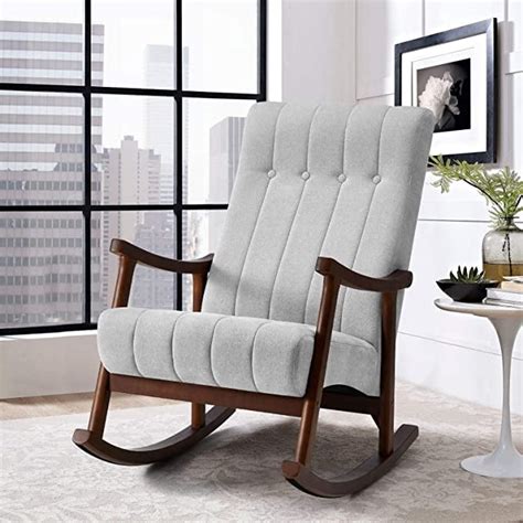 Avawing Upholstered Rocking Chair With Fabric Padded Seatcomfortable
