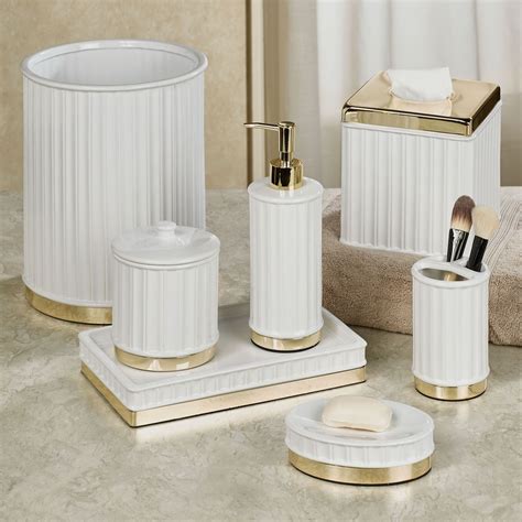 White Ceramic Bathroom Canisters With Tray Home Garden Ceramic