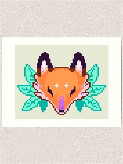 Pixel Fox Art Print For Sale By Carbatine Redbubble