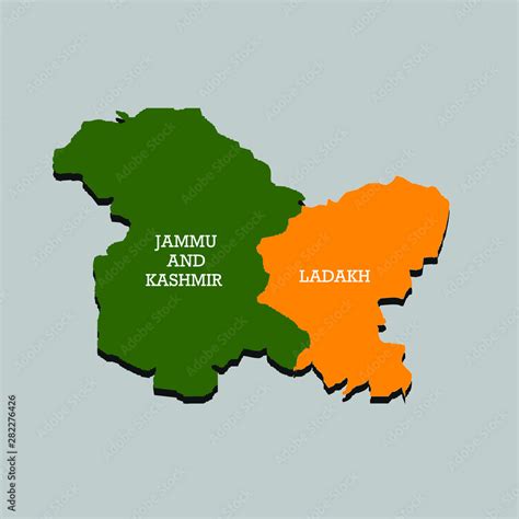 Jammu Kashmir Ladakh Map Union Territories Of India Stock