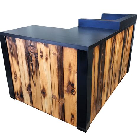 Buy Custom Made 3 Reclaimed Torched Pine Wood L Shaped Reception Desk