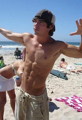 Shirtless Muscular Athletic Male Beach Frat Jock Abs Pits Photo X