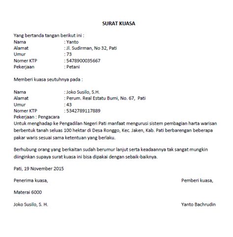 Kita tahu arti dari surat kuasa yakni untuk memberikan wewenang kepada suatu. Contoh Surat Permohonan Sertifikat Tanah Ke Bpn - Contoh Surat