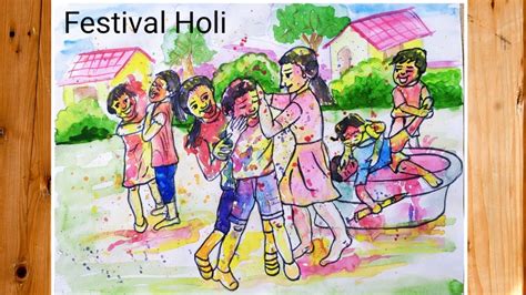 Festival Drawing Holi For Beginners Composition Drawing For Bfa