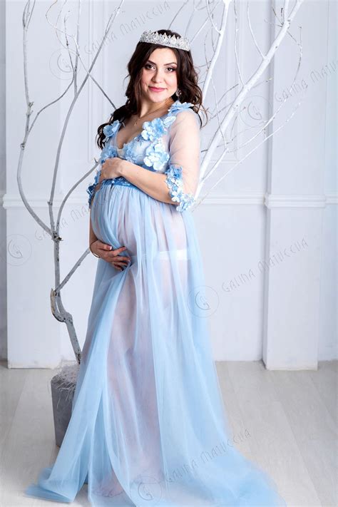 Baby Blue Lace Maternity Dress Ibikini Cyou
