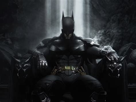 Desktop Wallpaper Batman Sitting On Throne Dark Superhero Art Hd