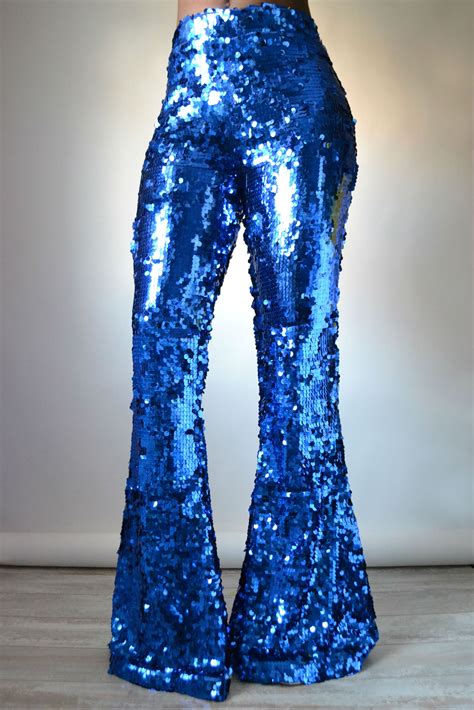 Royal Blue Sequin Flare Pants By Daniela Tabois Fashion Outfits