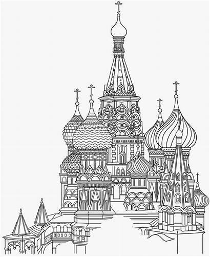Kremlin Russia Sketch Drawing Coloring Church Moscow