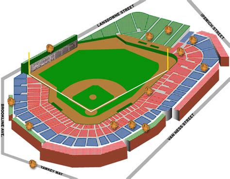Fenway Park Seating Chart Printable Elcho Table