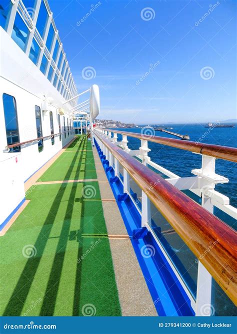 Cruise Ship Deck And Rail Overlooking The Ocean Stock Photo Image Of