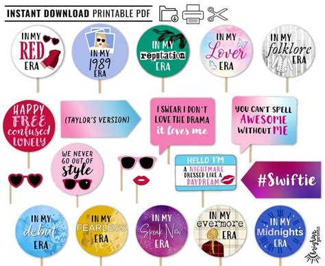 Printable Taylor Swift Inspired Photo Booth Props Instant Download