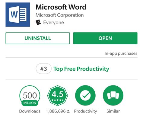 Word Is The First Microsoft Published App To Hit 500 Million Play Store