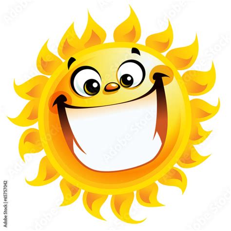 Extremely Happy Cartoon Yellow Sun Excited Character Smiling Buy This